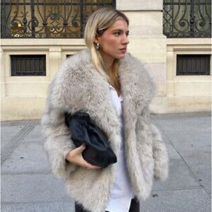 Zara Faux Fur Coat in Ecru